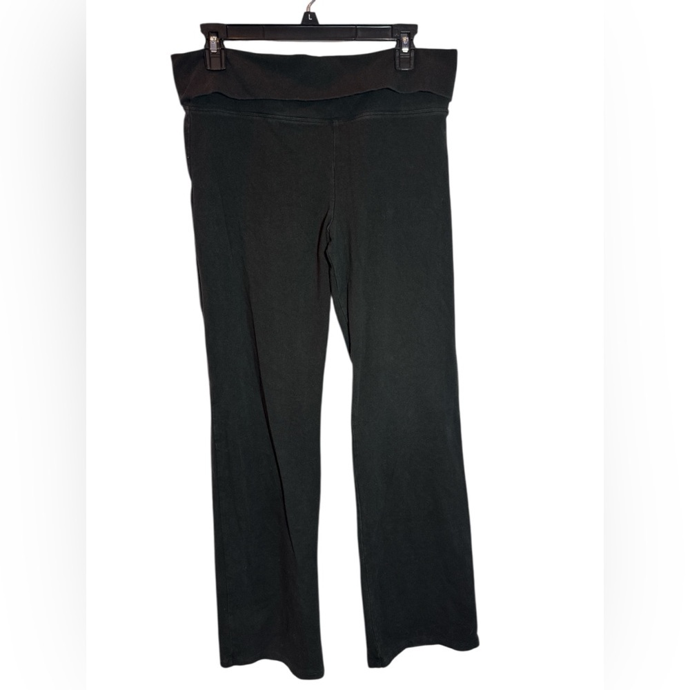 Victoria's Secret Y2K Pink Black Fold Over Yoga Pants Flare Gold Lg 32" Inseam